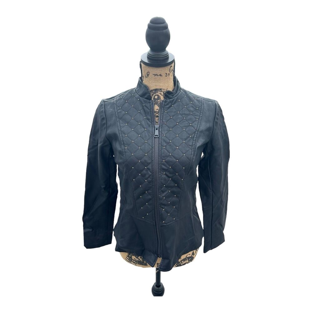 Baccini Faux Black Leather Jacket - New w/ Tags - Size Small